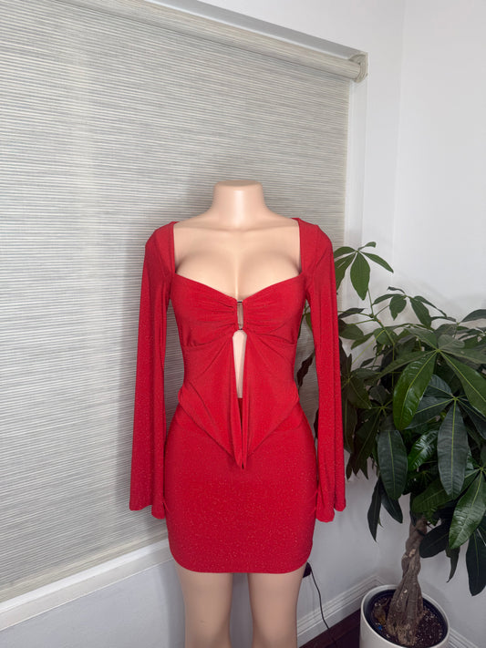 Valentina Dress  (glitter red)