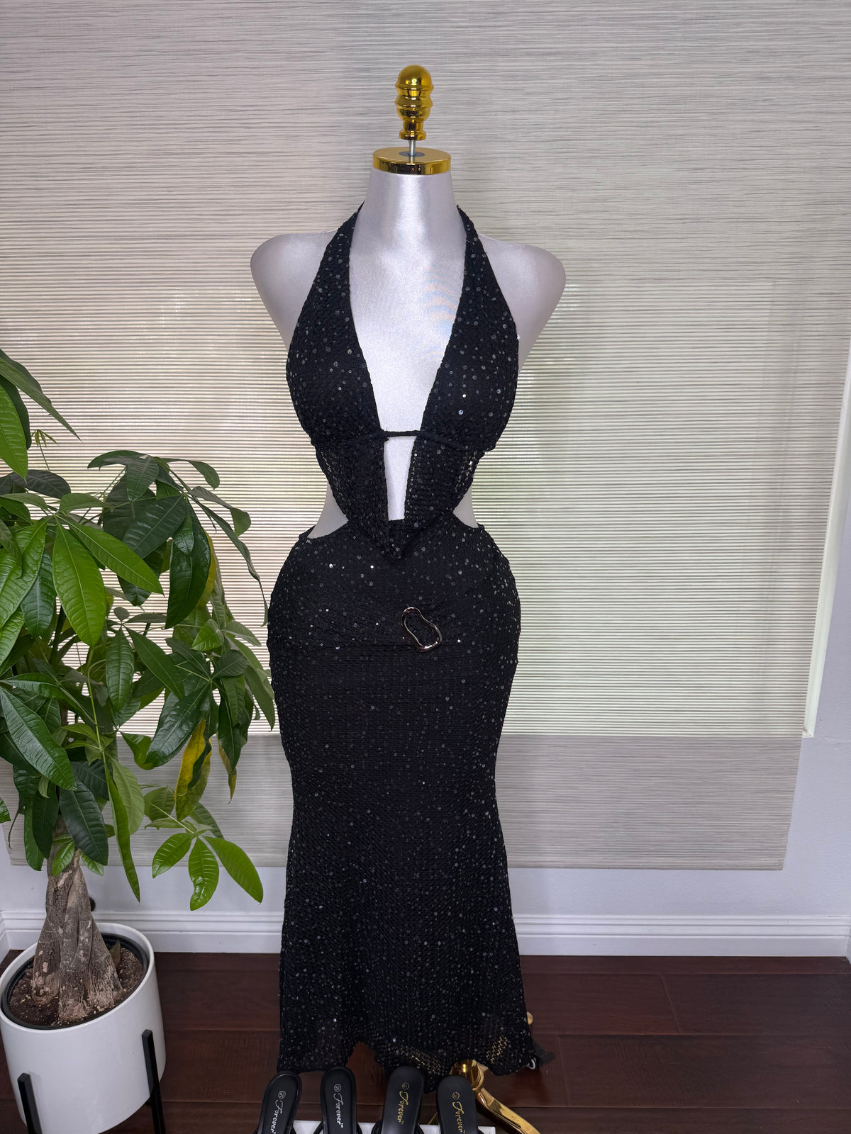 Perla Sequence Dress (BLK)